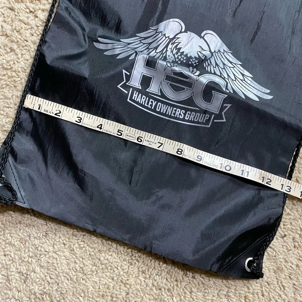 Harley Davidson HOG Owners Group Black Drawstring Backpack Bag NWOT